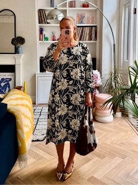 NWT Bryn Walker Plus Size Rya Modal Ponti Floral Print Round Neck Midi Dress XL